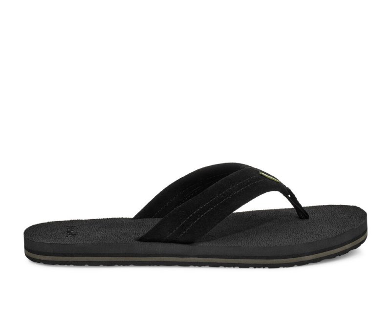 Sanuk Beer Cozy Stacker Suede Men\'s Flip Flops Black | Canada 260DFM